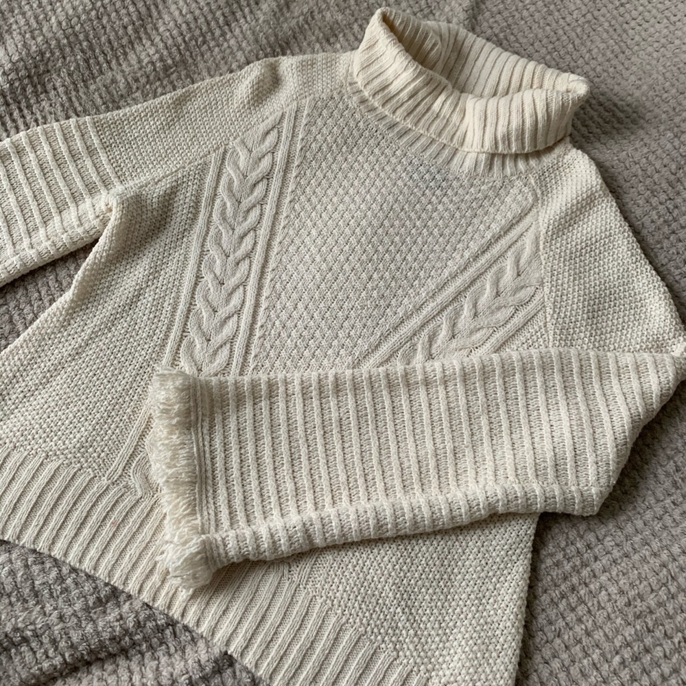 Jachs NY Bell Sleeve Turtleneck Sweater- Cream